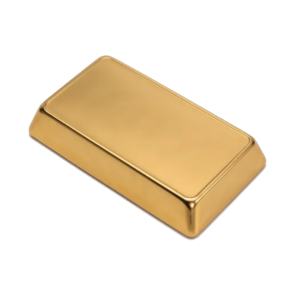 A cast gold bar, photographed against a plain ground.