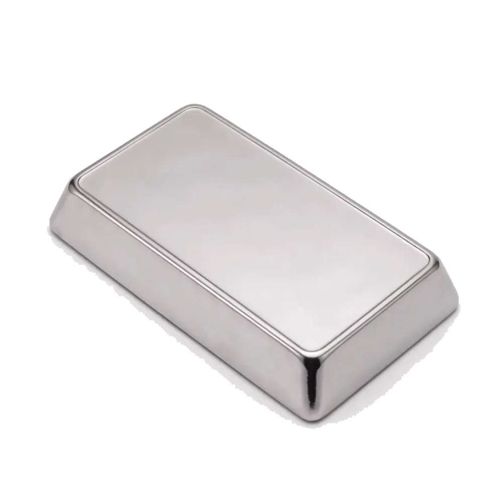 A cast silver bar, photographed against a plain ground.