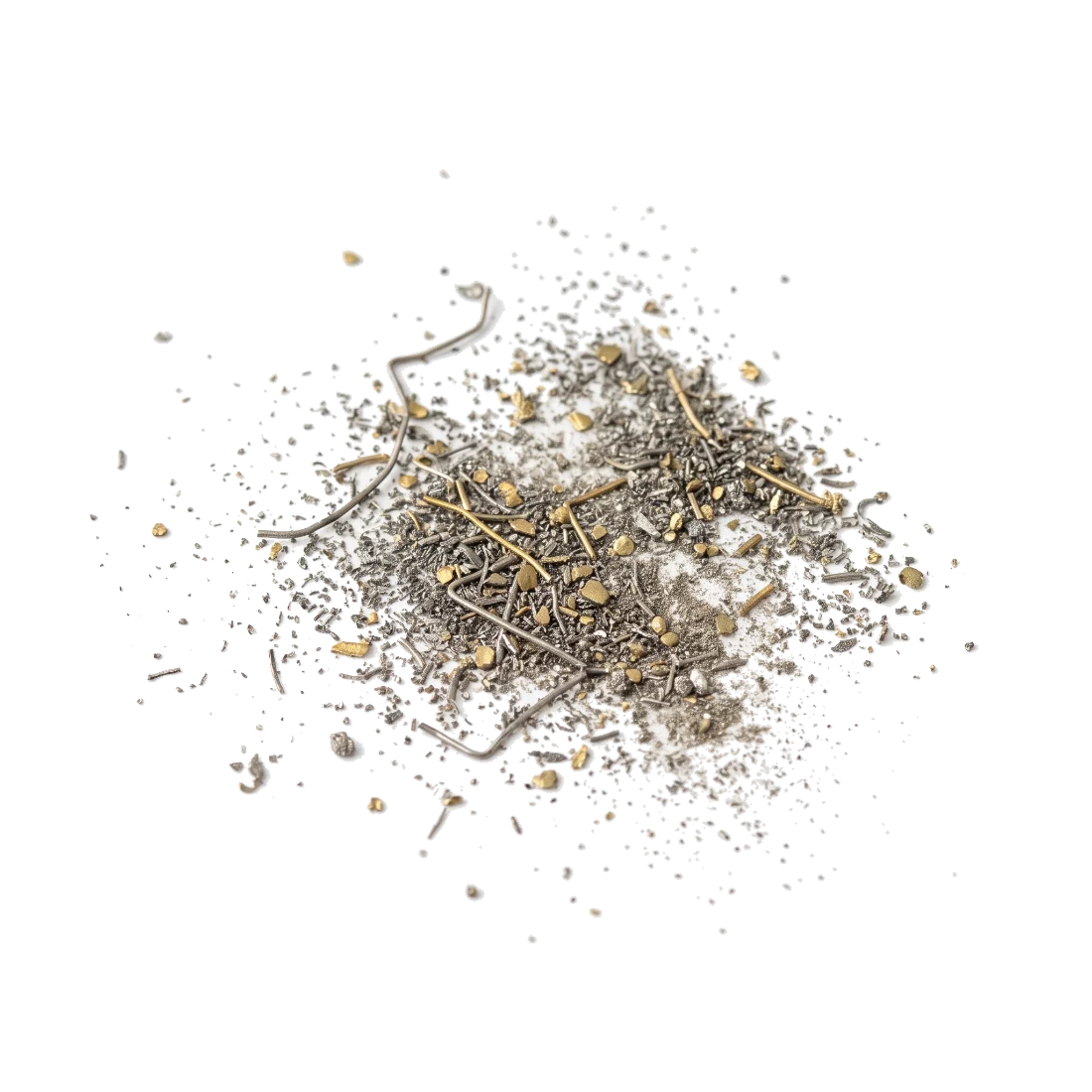 Jewellers bench sweepings: fine metal filings and clippings.