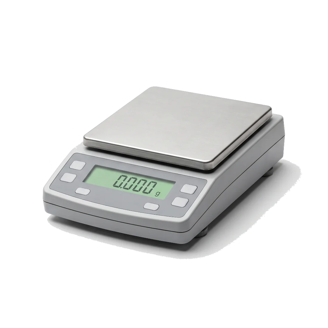 A precision digital jewellers scale with an empty pan.